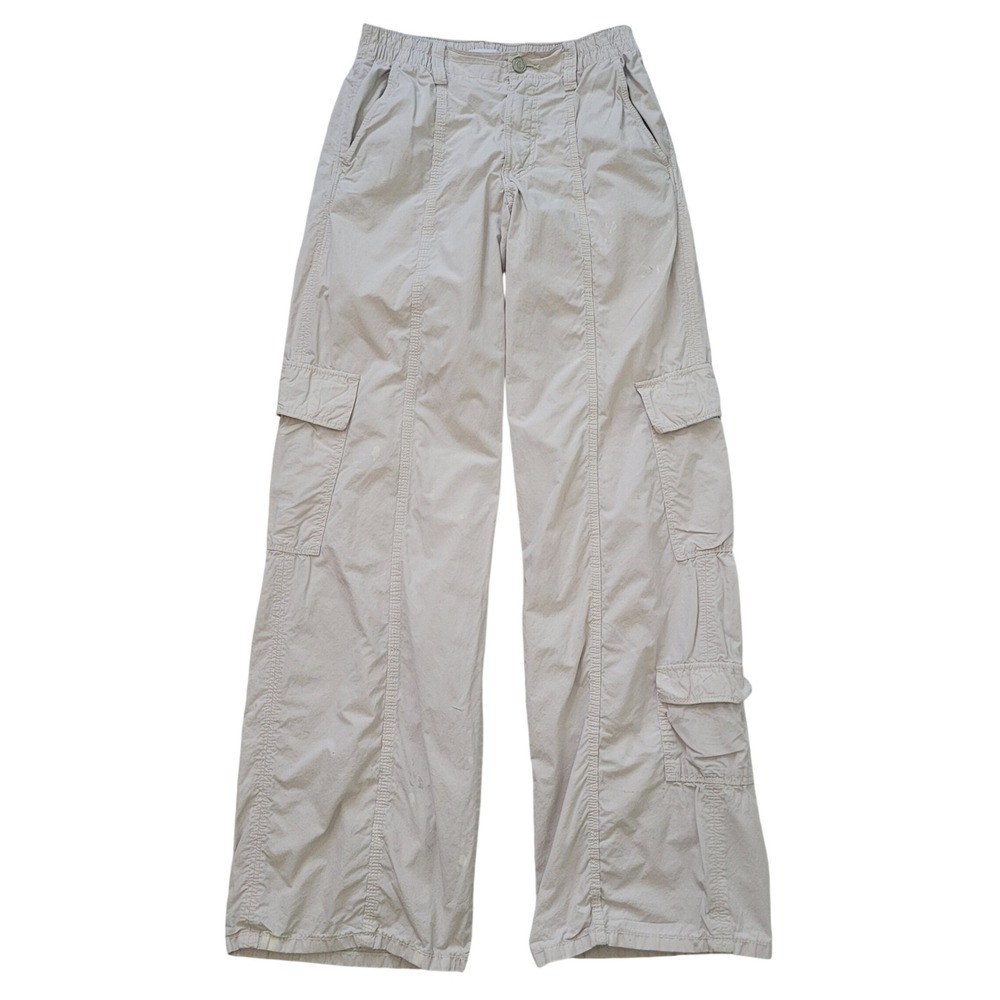 ZARA Cargo Pants Beige‎ Lightweight Elastic Waist Pockets Women XS